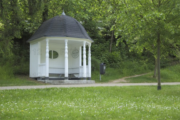 Hubertus temple, gazebo, pavilion, white, spa gardens, Hubertus temple, Bad Schwalbach, Taunus,