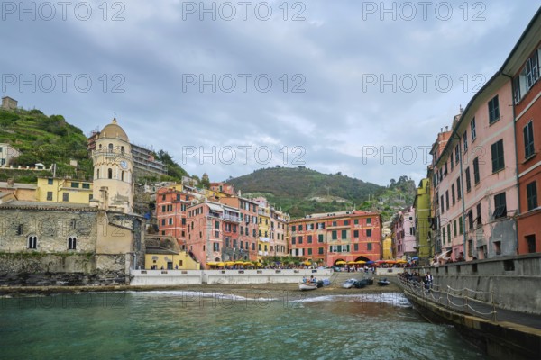 VERNAZZA, ITALY, APRIL 25, 2019: Vernazza village popular tourist destination in Cinque Terre