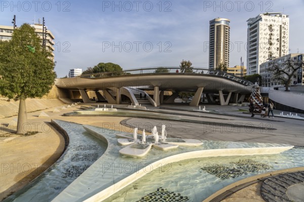 Modern architecture and fountain of Eleftheria Square, Nicosia, Cyprus, Europe
