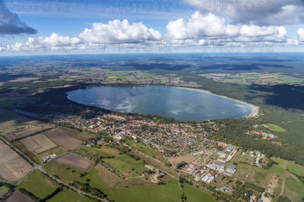 Aerial view of Arendsee, Altmark, water, lake, place, Saxony-Anhalt, Germany, Europe