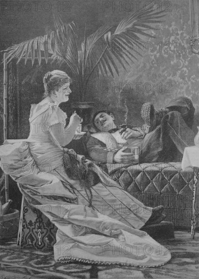 In the absence of the ruler, the servants enjoy themselves, 1895, England, Historic, digitally