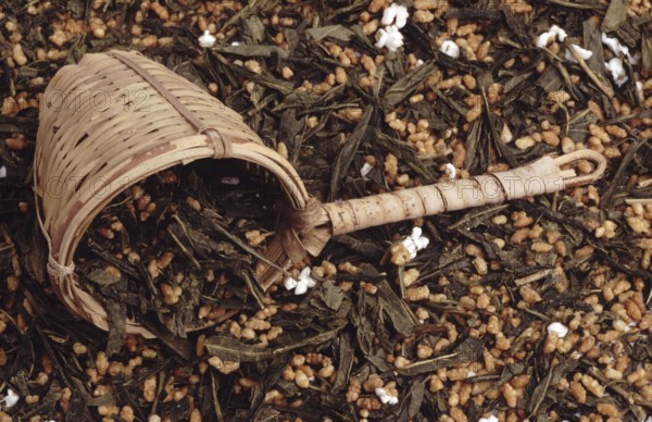 Bamboo tea strainer, herbal tea, mixed tea from different dried leaves and flower, tea strainer