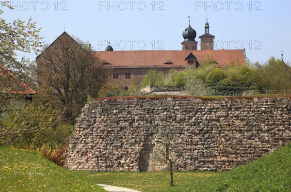 East side with the rampart wall, Plassenburg, Kulmbach, Upper Franconia, Bavaria, Germany, Europe