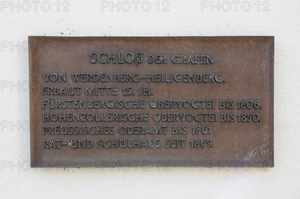 Sign at Werdenberg Castle, plaque, writing, letters, text, Werdenberg Castle, Renaissance castle of