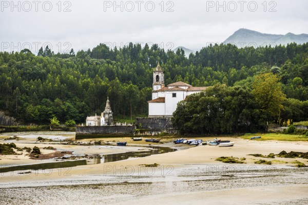 Church and cemetery by the sea, Parroquia de Nuestra Señora de los Dolores, near Llanes, Asturias,