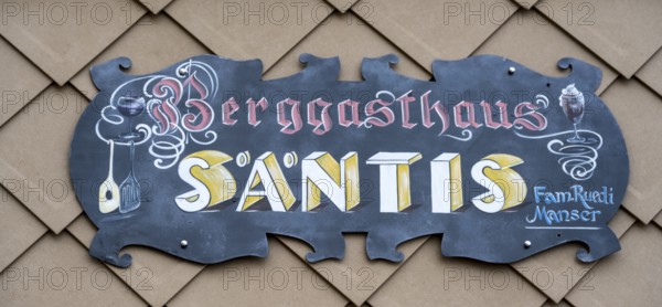 Sign Mountain Inn Säntis, Appenzell Alps, Switzerland, Europe