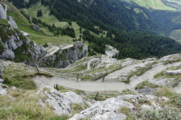 View from the Wendelstein into the surroundings, August, Bavaria, Germany, Europe