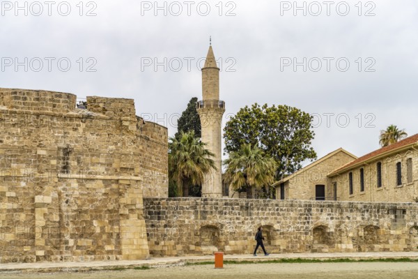 Larnaka Castle and the Minaret of the Djami Kebir Mosque in Larnaka, Cyprus, Europe