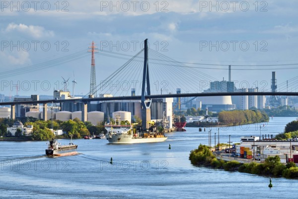 View to Köhlbrand Bridge, Altona, Hamburg, Land Hamburg, Germany, Europe