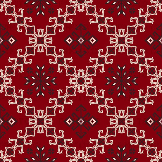 Traditional Georgian folk art embroidery vector pattern