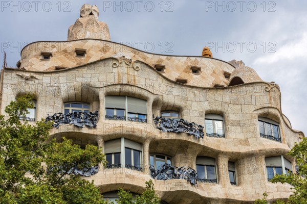 Casa Milà by Gaudi in Barcelona, Spain, Europe