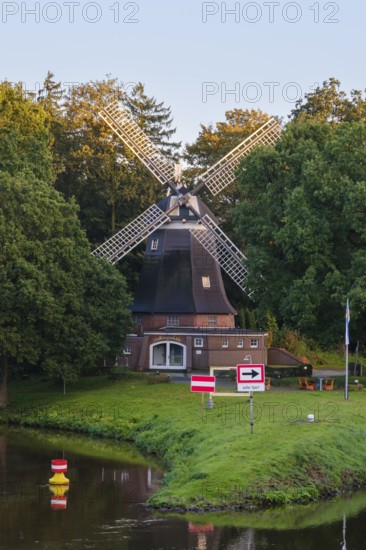 Höltingmühle on the River Hase, Meppen, Emsland, Lower Saxony, Germany, Europe