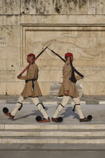 ATHENS, GREECE, MAY 20, 2010: Changing of the presidential guard Evzones in front of the Monument