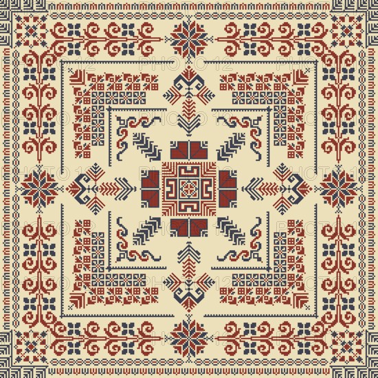 Embroidery Tatreez pattern, Palestinian fashion vector ornament