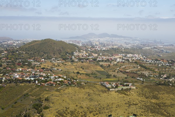 View from Pico de Bandama in the Bandama nature park Park or Monumento Natural de Bandama, back Las