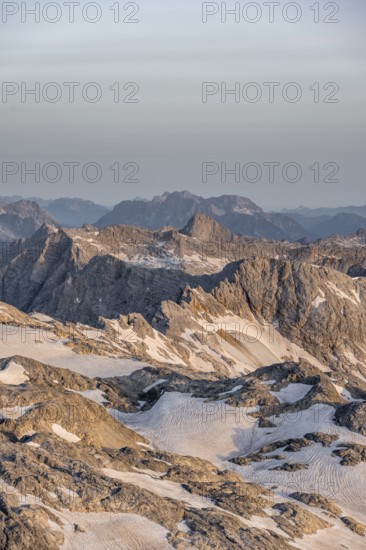 Remnants of snow, high alpine landscape, Übergossene Alm, Berchtesgaden Alps, Salzburger Land,