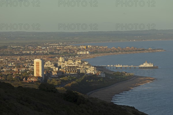 View of Eastbourne from Beachy Head, East Sussex, England, United Kingdom, Europe
