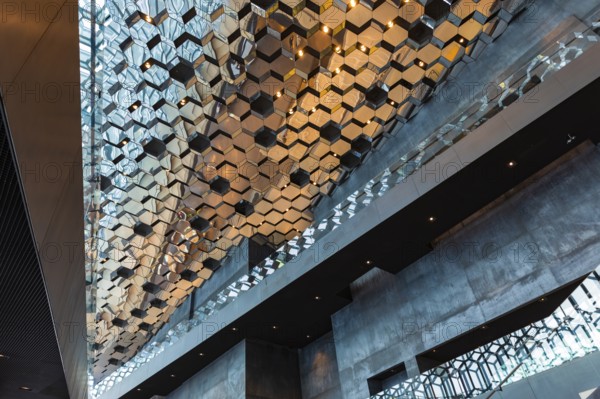 Harpa Concert Hall and Congress Centre, interior view, artistic modern architecture, Reykjavik,