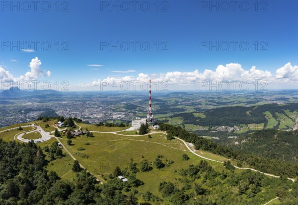 Drone image, Gaisberg transmitter on the Gaisberspitze, Gaisberg, Salzburg, Austria, Europe