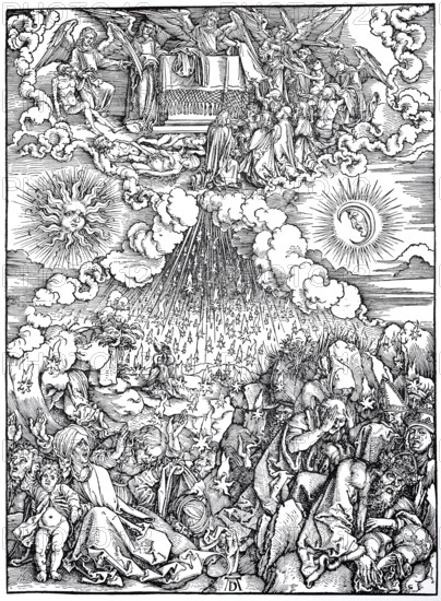 Picture cycle The Apocalypse, the opening of the fifth and sixth seals, the distribution of the