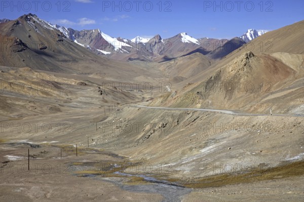 View from Ak-Baital Pass, highest mountain pass at 4, 655 metres on Pamir Highway, M41 in the Pamir