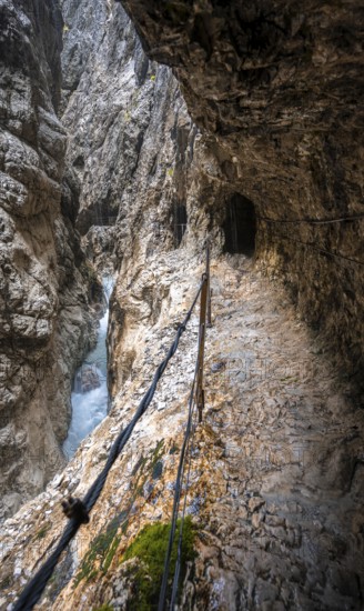 Hiking trail through the Höllentalklamm, near Garmisch-Partenkirchen, Werdenfelser Land, Upper