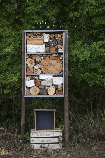 Insect hotel for solitary bees and artificial nesting place for other insects, invertebrates with