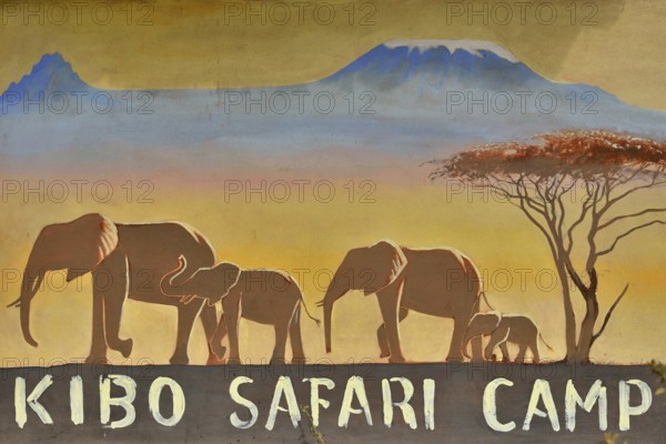 Sign, Kibo Safari Camp, Amboseli National Park, Rift Valley Province, Kenya, Africa