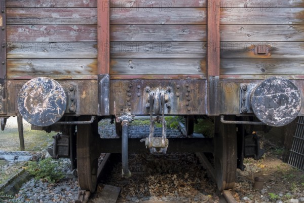 Buffer plate, railway, railway wagon, siding, North Rhine-Westphalia, Germany, Europe