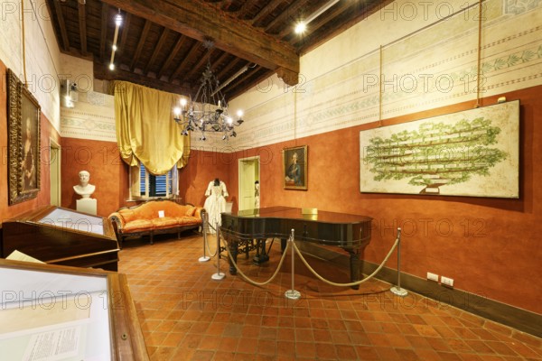 Exhibition room with original grand piano of the composer Giacomo Puccini, Steinway & Sons,