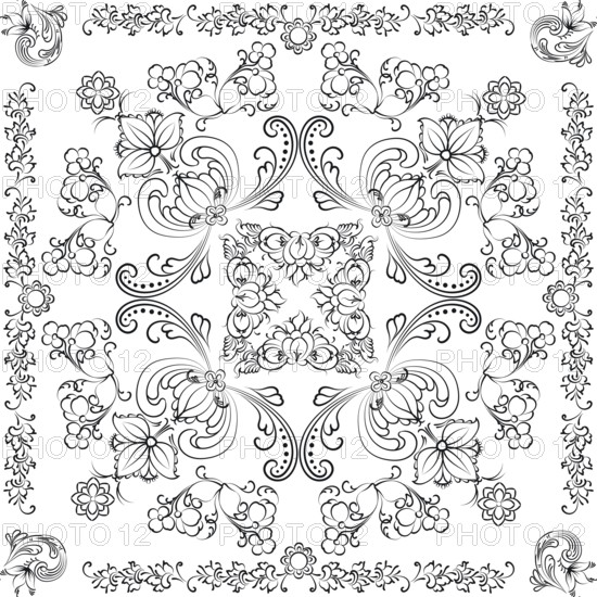 Hand drawn seamless floral pattern on a white background, vector textile template