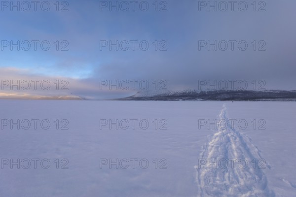 Snowshoe Hike on Lake Kilpisjärvi in the Mog Fog at -27°C, Kilpisjärvi, Enontekiö, Finland, Europe