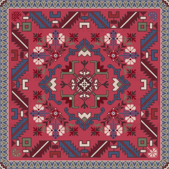 Traditional Georgian folk art embroidery vector pattern