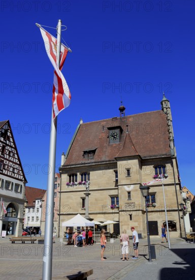 Germany, Middle Franconia, town of Weissenburg, houses and town hall on the market square, Europe