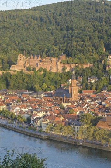 City panorama, Neckar, Old Bridge, Castle, Heidelberg, Baden-Württemberg, Germany, Europe
