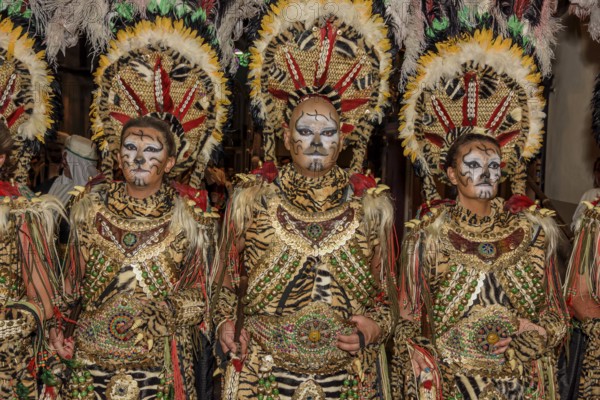 Group in traditional clothing, Moors and Christians Parade, Moros y Cristianos, Jijona or Xixona,
