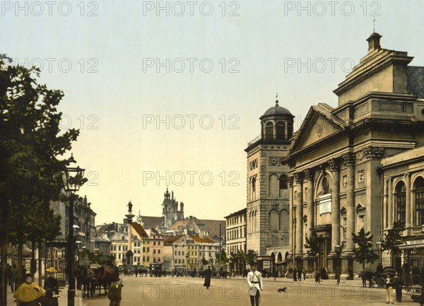 St. Anne's Catholic Church, St. Anne's Church in Warsaw, Poland, c. 1890, Historic, digitally