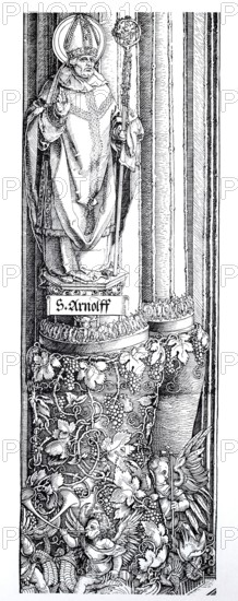 The triumphal arch for Emperor Maximilian, base of the right corner column, woodcut by Albrecht