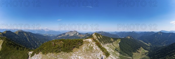 Drone shot, panorama shot, mountain landscape, Gruberhorn with Regenspitz, Osterhorngruppe,