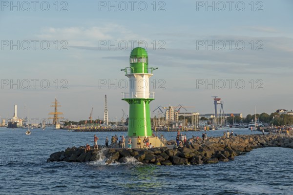 Pier lights at the mouth of the Warnow, Baltic Sea, Lower Warnow, Hanse Sail, Warnemünde, Rostock,