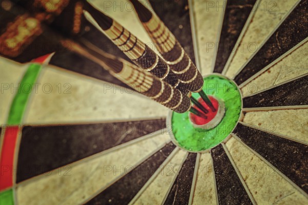 Vintage retro effect filtered hipster style image of, Success hitting target aim goal achievement
