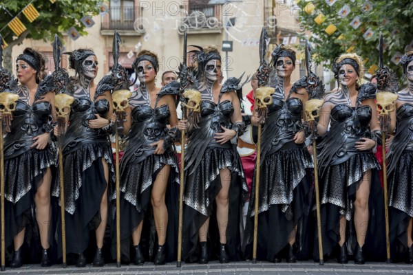 Women in historic clothing, Moors and Christians Parade, Moros y Cristianos, Jijona or Xixona,