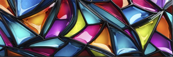 3d rendering of vibrant colored abstract changing glass design in an ornament structure, AI