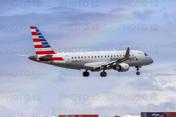 An Embraer 175 aircraft of American Eagle with the registration number N251NN at Miami Airport,