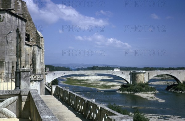 Bridge over the Rhone in Pont Saint Esprit, Gard, France 1974
