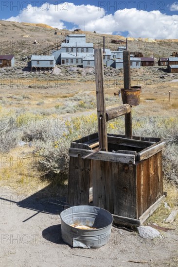 Bodie, California - A water well at Bodie State Historic Park. The park preserves the remains of a