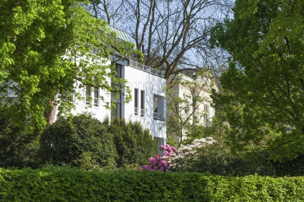 Villa, residential building in spring, Uhlenhorst, Hamburg, Germany, Europe