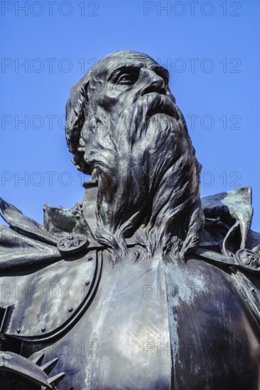 Portrait of an Old Warior. Fragment Of Monument Cluj-Napoca, Romania, Europe