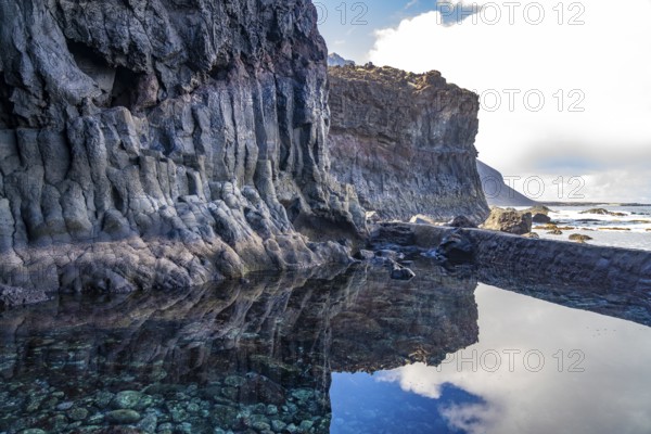The natural volcanic pool Charco de la Laja, El Hierro, Canary Islands, Spain, Europe