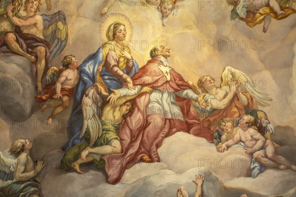 Fresco in the dome of the baroque Karlskirche church in Vienna, Austria, Europe